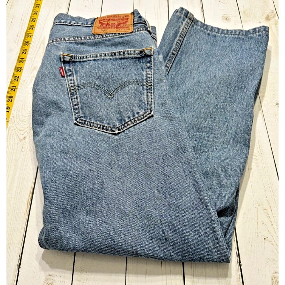 Levi's 505 Regular Fit Straight Leg Denim Blue‎ Jeans Mens Size 34X30